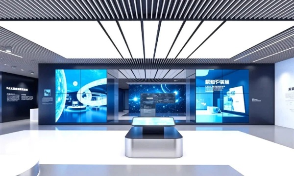 极简科技风展厅解码未来企业的空间语言