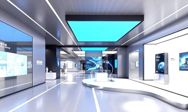 极简科技风展厅解码未来企业的空间语言
