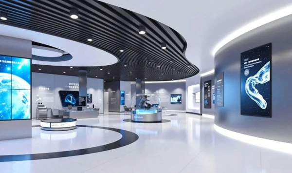 极简科技风展厅解码未来企业的空间语言